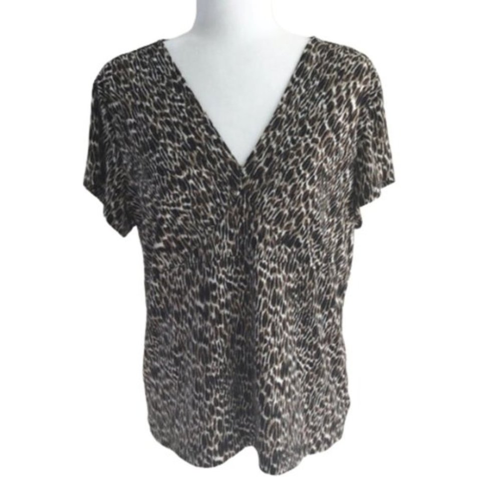 WORTHINGTON Women’s Leopard V-neck Blouse Top
